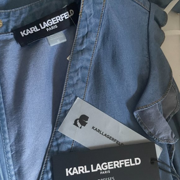 NWT Karl Lagerfeld Paris Denim Wrap Dress 12 - Picture 5 of 5